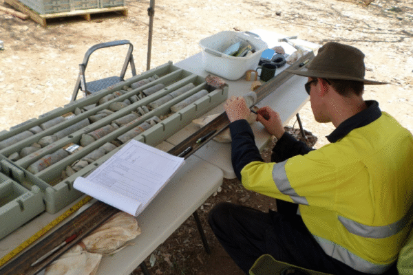 Geology Field Technician "Fred" orientating core